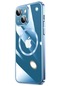 iPhone Uyumlu 14 Kılıf Wireless Şarj Özellikli Sert Pc Lopard Riksos Magsafe Kapak - Mavi