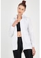 Maraton Sportswear Slimfit Kadın Kapşonlu Uzun Kol Outdoor Beyaz Yağmurluk 16972-beyaz