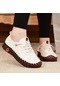 Kırmızı Spor Ayakkabı Kadın Ayakkabı Platformu Loafer'lar Bağcıklı Deri Düz Slip-on Yeni Bahar Rahat Anne Ayakkabısı