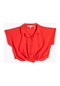 Koton Crop Bluz Kısa Kollu Gömlek Yaka Önden Bağlamalı Modal Kumaş Kırmızı 3skg60197aw 3SKG60197AW413