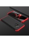 Noktaks - Samsung Galaxy Uyumlu Galaxy S9 - Kılıf 3 Parçalı Parmak İzi Yapmayan Sert Ays Kapak - Siyah-kırmızı