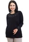 Yeni Sezon Kadın Orta Yaş Ve Üzeri Viskoz Taş İşlemeli Modelli Lüks Anne Penye Bluz 23755-siyah