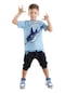 Denokids Shark'n Roll Erkek Çocuk T-shirt Kapri Şort Takım