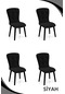 Haman 4 Adet Safir Serisi Babyface Kumaş Siyah Ahşap Gürgen Ayaklı Mutfak Sandalyeleri Siyah