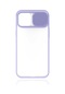 Kilifone - İphone Uyumlu İphone 12 - Kılıf Slayt Sürgülü Arkası Buzlu Lensi Kapak - Lila