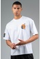 Maraton Sportswear Oversize Erkek Bisiklet Yaka Kısa Kol Basic Beyaz T-shirt 23243-beyaz