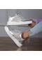 Gümüş Tuınanle Kadın İçin Ayakkabı Payet Üst Platformu Spor Ayakkabı Çiftler Rahat Bağcıklı Kadın Ayakkabıları