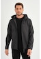 Alexandergardı Fermuarlı İçi Polarlı Su İtici Softshell Kumaş Kapüşonlu Mont E24-mnt-01 Gri