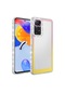 Ekılıf - Xiaomi Redmi Note 11 Global Uyumlu - Kılıf Simli Ve Renk Geçiş Tasarımlı Lens Korumalı Park Kapak - Pembe-sarı