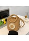 Haki Yogodlns Yaz Kadın Rattan Kova El Yapımı Omuz Çantası Dokuma Hasır Saplı Crossbody Çanta