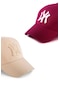 Unisex 2'li Set Bej ve Bordo Renk Ny New York Beyzbol Şapka - Unisex