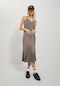 Kadın Askılı Saten Elbise - Cleo 12200167 Brindle