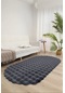 Bubble Oval Yumuşak Peluş Kaymaz Salon Oturma Odası Balkon Halısı Yolluk Antrasit