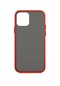 Kilifone - İphone Uyumlu İphone 12 - Kılıf Arkası Mat Buzlu Kenarı Renkli Düğmeli Fri Silikon - Kırmızı