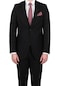 Siyah Gabardin Mono Yaka Astarlı 4 Drop Comfort Fit Rahat Kesim Takım Elbise 1001195009-siyah