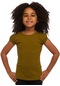 Lovetti Zeytin Yeşili Kız Çocuk Kısa Kollu Basıc Tişört