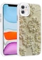 Mutcase - İphone Uyumlu İphone 11 - Kılıf Çiçek Desenli Parlak Taşlı Sert Silikon Garden Kapak - Beyaz