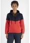 Maraton Sportswear Regular Kadın Kapşonlu Uzun Kol Basic Kırmızı Sweatshirt 18185-kırmızı