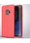 Kilifone - Samsung Uyumlu Galaxy S9 - Kılıf Deri Görünümlü Auto Focus Karbon Niss Silikon Kapak - Kırmızı