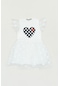 Fullamoda Kalp Baskılı Tül Detaylı Kız Çocuk Elbise- Beyaz 24YCCK7336204076-Beyaz