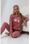 Fawn 5003 Peluş Welsoft Polar Kışlık Yumoş Kadın Pijama Takımı Pudra