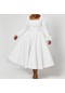 İkkb Zarif Mizaç Kabarık Dekoratif Kadın Büyük Beden Elbise Beyaz