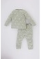 Defacto Kız Bebek Çiçekli Uzun Kollu 2li Pijama Takımı B7747a524spgn1123