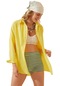 Kadın Sarı Geniş Yaka Düz Gömlek-16215-sarı