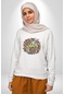 Turkiye Özel Karakterleri Unisex Beyaz Baskılı Sweatshirt Beyaz