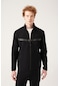 Avva Erkek Siyah İnterlok Kumaş Dik Yaka Baskılı Standart Fit Normal Kesim Sweatshirt A31Y1203