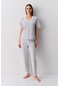 Suwen Gloria Maskülen Pijama Takımı Sh25700660b964 Gri Melanj Desenli