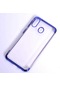 Kilifone - Samsung Uyumlu Galaxy A40 - Kılıf Dört Köşesi Renkli Arkası Şefaf Lazer Silikon Kapak - Mavi