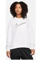 Nike Training Plus Essential Get Fit Dri Fit Graphic Crew White Oversized Bol Kesim Kadın Sweatshirt Beyaz