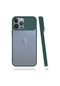 Kilifolsun iPhone Uyumlu 13 Pro Max Kılıf Slayt Sürgülü Arkası Buzlu Lensi Kapak Koyu Yeşil
