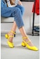 Tinya Sarı Rugan Küt Burun Topuklu Günlük Ayakkabı