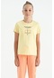 Tommy Life Sarı O Yaka Baskı Detaylı Rahat Kalıp Kız Çocuk T-shirt - 75129 Sarı
