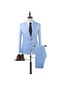 Mengtuo Erkek Şık Klasik İnce Günlük 4 Parçalı Takım Elbise - Açık Mavi