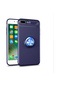 Noktaks - iPhone Uyumlu 7 Plus - Kılıf Yüzüklü Auto Focus Ravel Karbon Silikon Kapak - Mavi