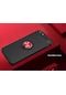 Kilifone - İphone Uyumlu İphone 6 Plus / 6s Plus - Kılıf Yüzüklü Auto Focus Ravel Karbon Silikon Kapak - Siyah-kırmızı