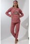 Fawn 5014 Peluş Welsoft Polar Kışlık Yumoş Kadın Pijama Takımı Pudra