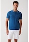 Avva Erkek Indigo Kıvrılmaz Yaka Cepli Standart Fit Normal Kesim 2 Düğmeli Polo Yaka T-Shirt E001031