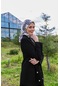 Moda Mevsimi İpekhan Lunaliner Desen Soft Pamuk Viskon Eşarp Siyah Bej