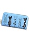 Kedi Desenli Madeni Para Cüzdanı Eğlence Cüzdanı Kart Sahipleri Çanta Pu Deri Kadın Cüzdanı Mavi
