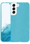 Samsung Galaxy S22 Plus Kılıf Renkli Simli Kamera Çıkıntılı Parlak Shining Arka Kapak - Mavi