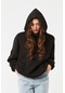 Fullamoda Basic Kapüşonlu Oversize Sweatshirt- Siyah 23KGB890178116-Siyah