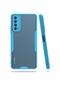 Tecno - Huawei P Smart 2021 Ppa-lx2 - Kılıf Kenarı Renkli Arkası Şeffaf Parfe Kapak - Mavi