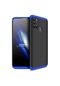 Mutcase - Samsung Uyumlu Galaxy A21s - Kılıf 3 Parçalı Parmak İzi Yapmayan Sert Ays Kapak - Siyah-mavi