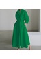 Bayanlar Yeni İşe Gidiş Moda Dokuz Çeyrek Kollu Gevşek Swing Elbise Yeşil