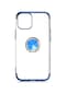 Noktaks - İphone Uyumlu İphone 12 Mini - Kılıf Yüzüklü Kenarları Renkli Arkası Şeffaf Gess Silikon - Mavi