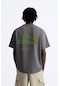 The Champ Clothing Bisiklet Yaka Move Ahead Yazılı Kordinat Baskılı Oversize Füme Erkek T-shirt Füme